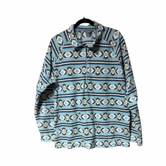 Eddie Bauer Sweaters - Eddie Bauer Geometric Fleece Quarter Zip Pullover Sweater